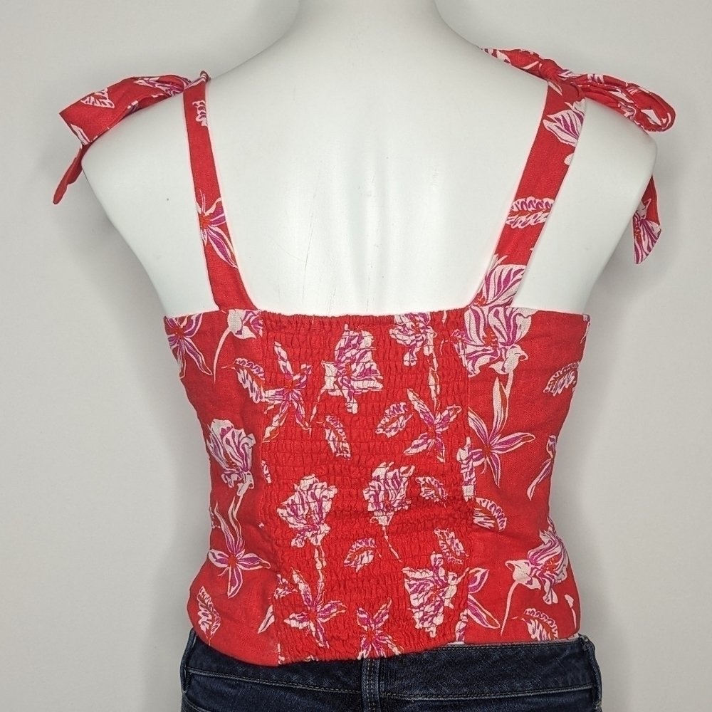 Joie Red Floral Tie-Shoulder Tank Top - Picture 5 of 8
